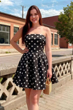 Cara Black Polka Dot Women's Smocked-bodice Fit & Flare Mini Dress
