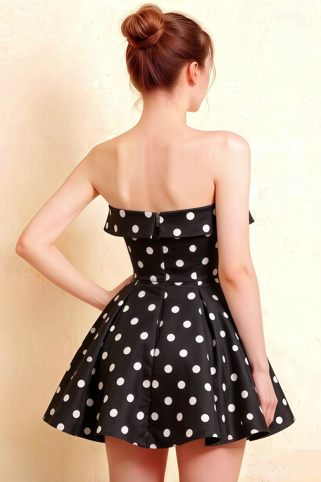 Cara Black Polka Dot Women's Smocked-bodice Fit & Flare Mini Dress