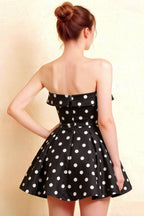 Cara Black Polka Dot Women's Smocked-bodice Fit & Flare Mini Dress