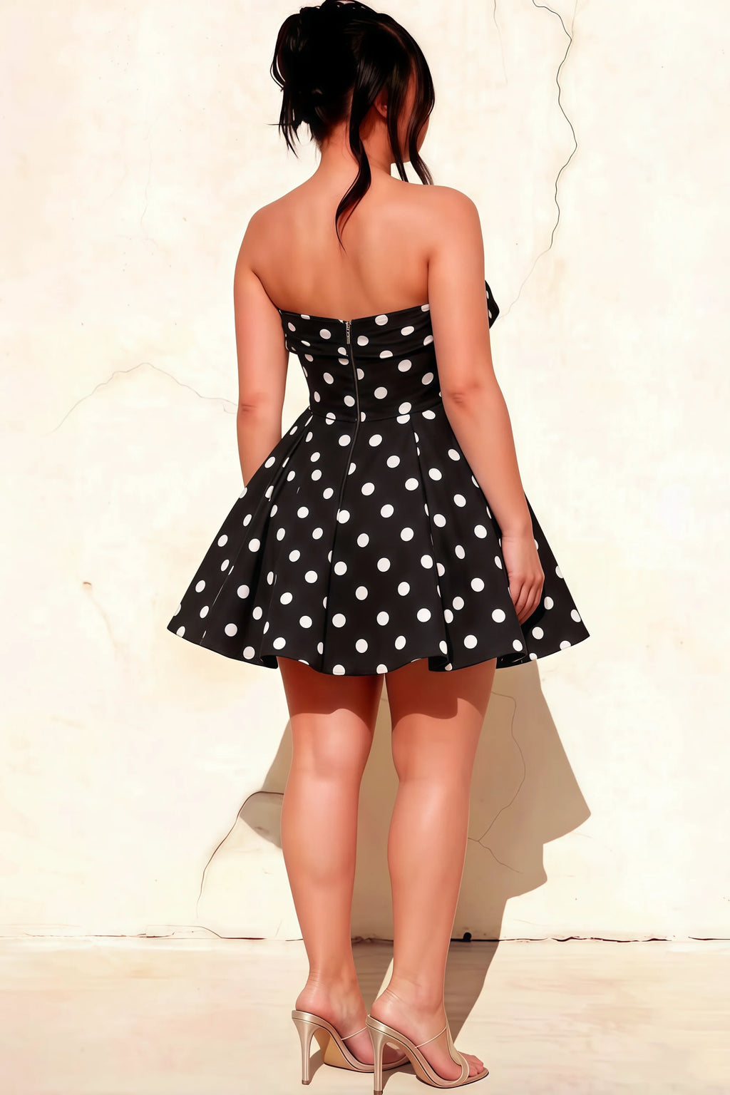 Cara Black Polka Dot Women's Smocked-bodice Fit & Flare Mini Dress