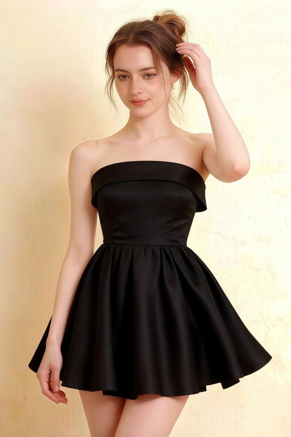 Cara Black Women's Smocked-bodice Fit & Flare Mini Dress
