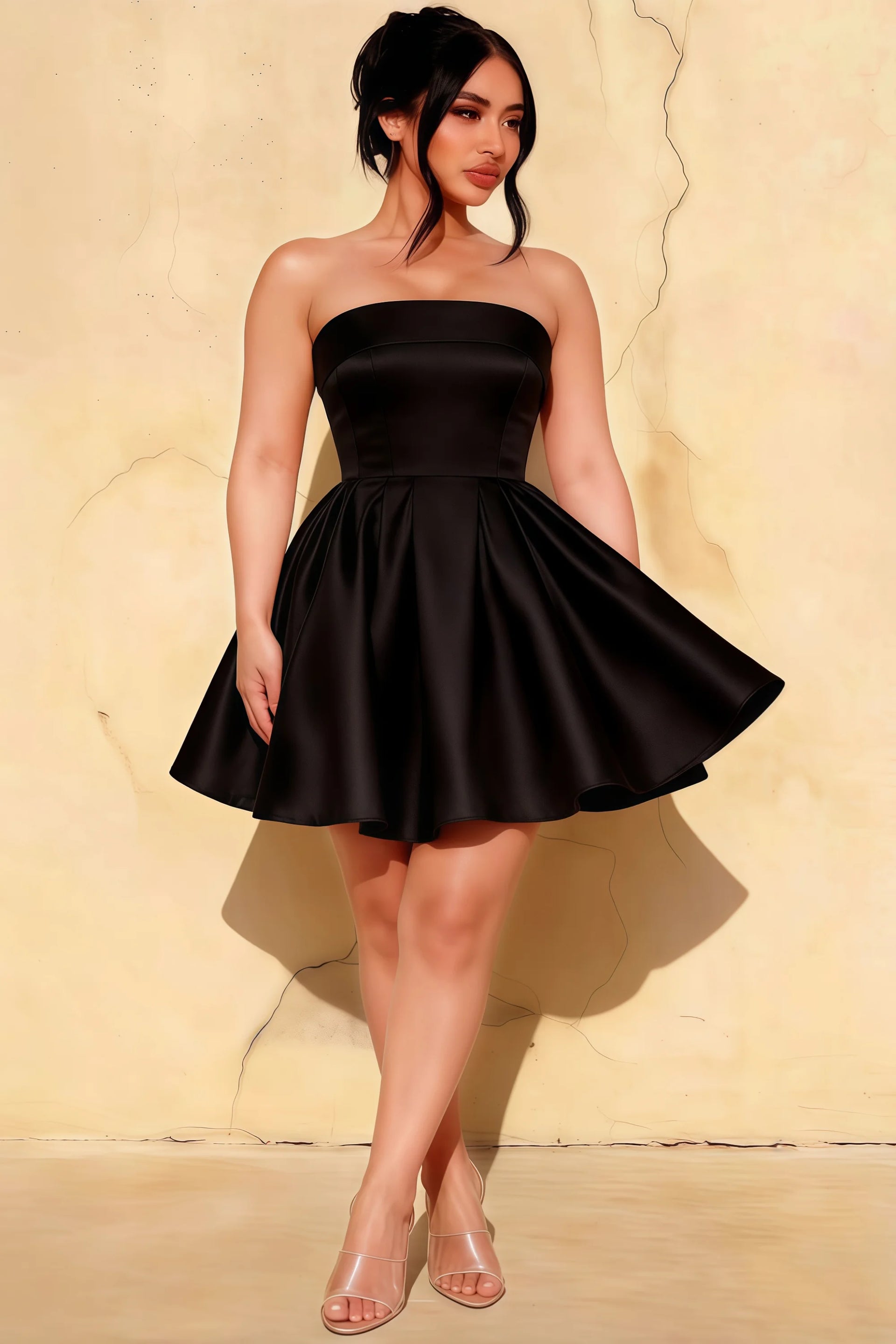 Cara Black Women's Smocked-bodice Fit & Flare Mini Dress