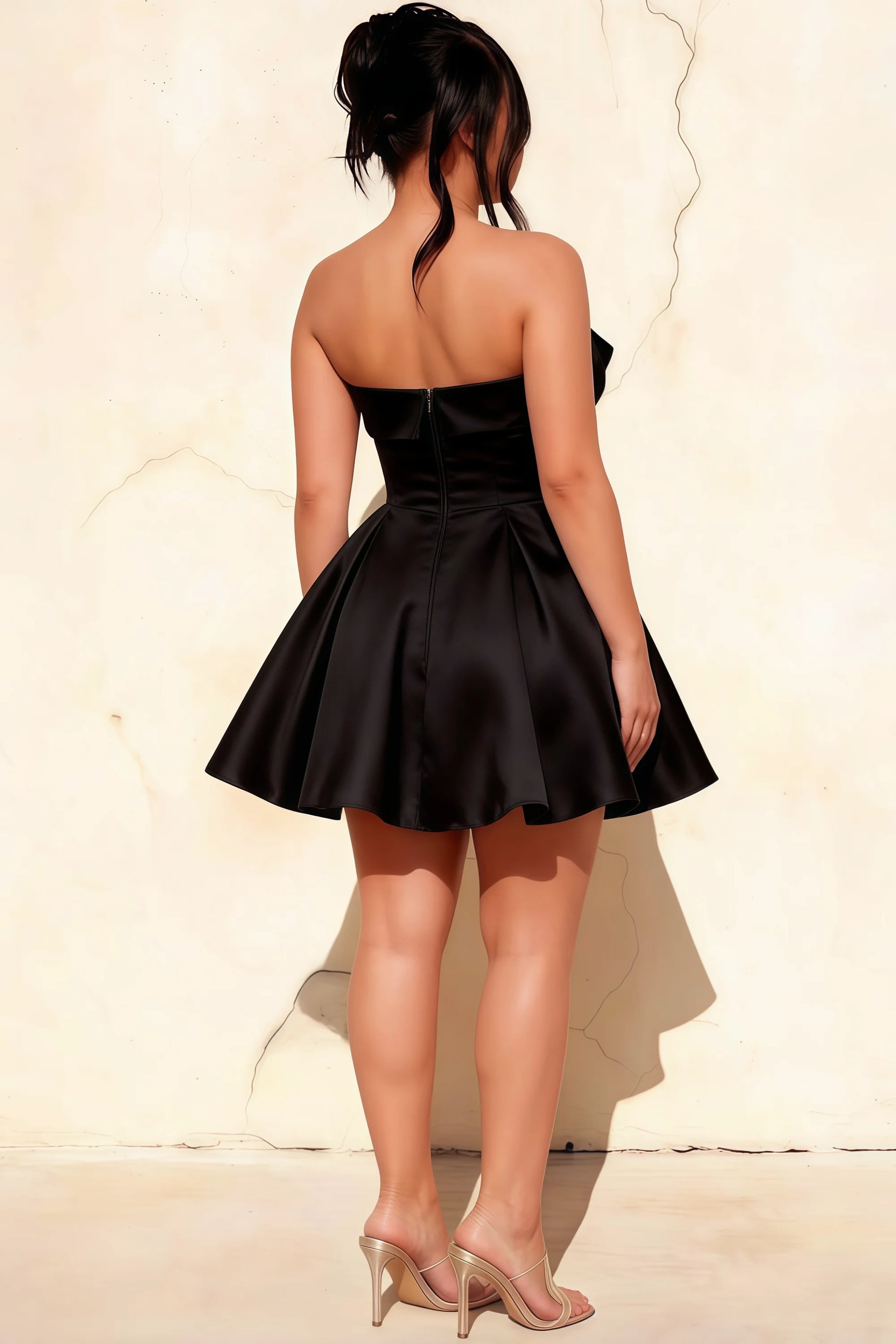 Cara Black Women's Smocked-bodice Fit & Flare Mini Dress