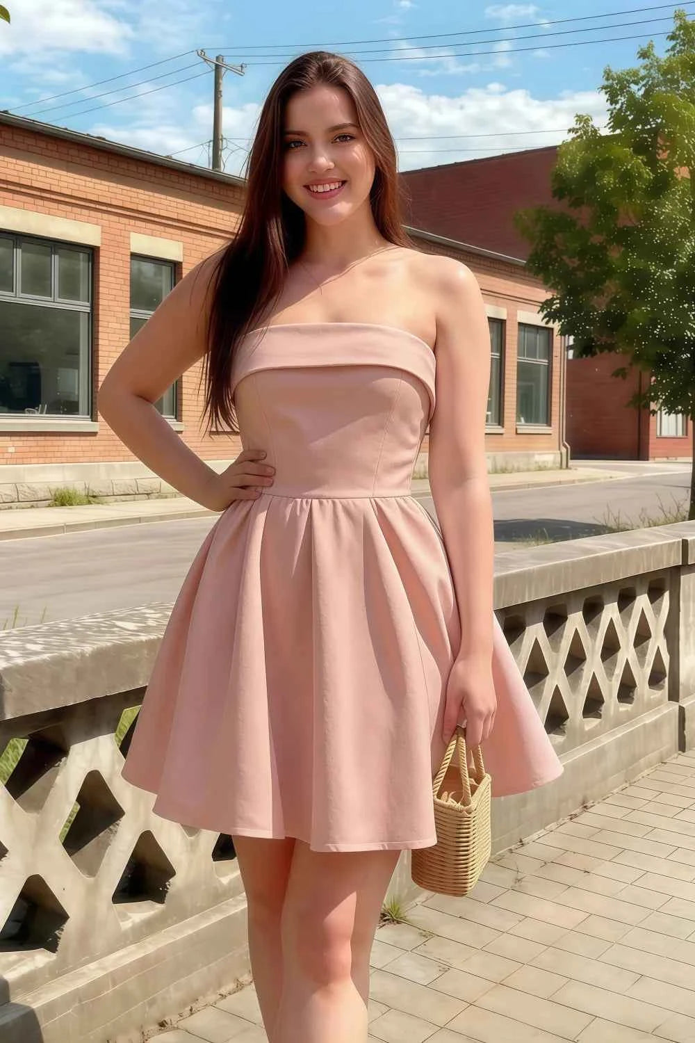 Cara Blush Women's Smocked-bodice Fit & Flare Mini Dress