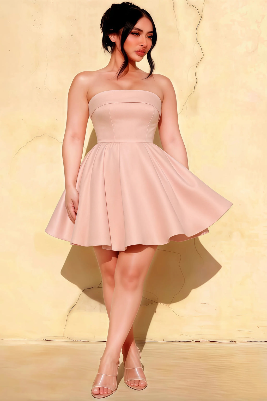 Cara Blush Women's Smocked-bodice Fit & Flare Mini Dress