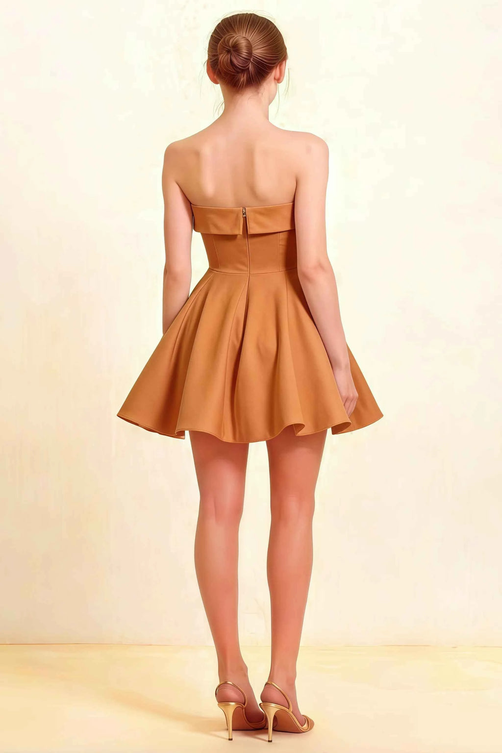 Cara Bronze Women's Smocked-bodice Fit & Flare Mini Dress