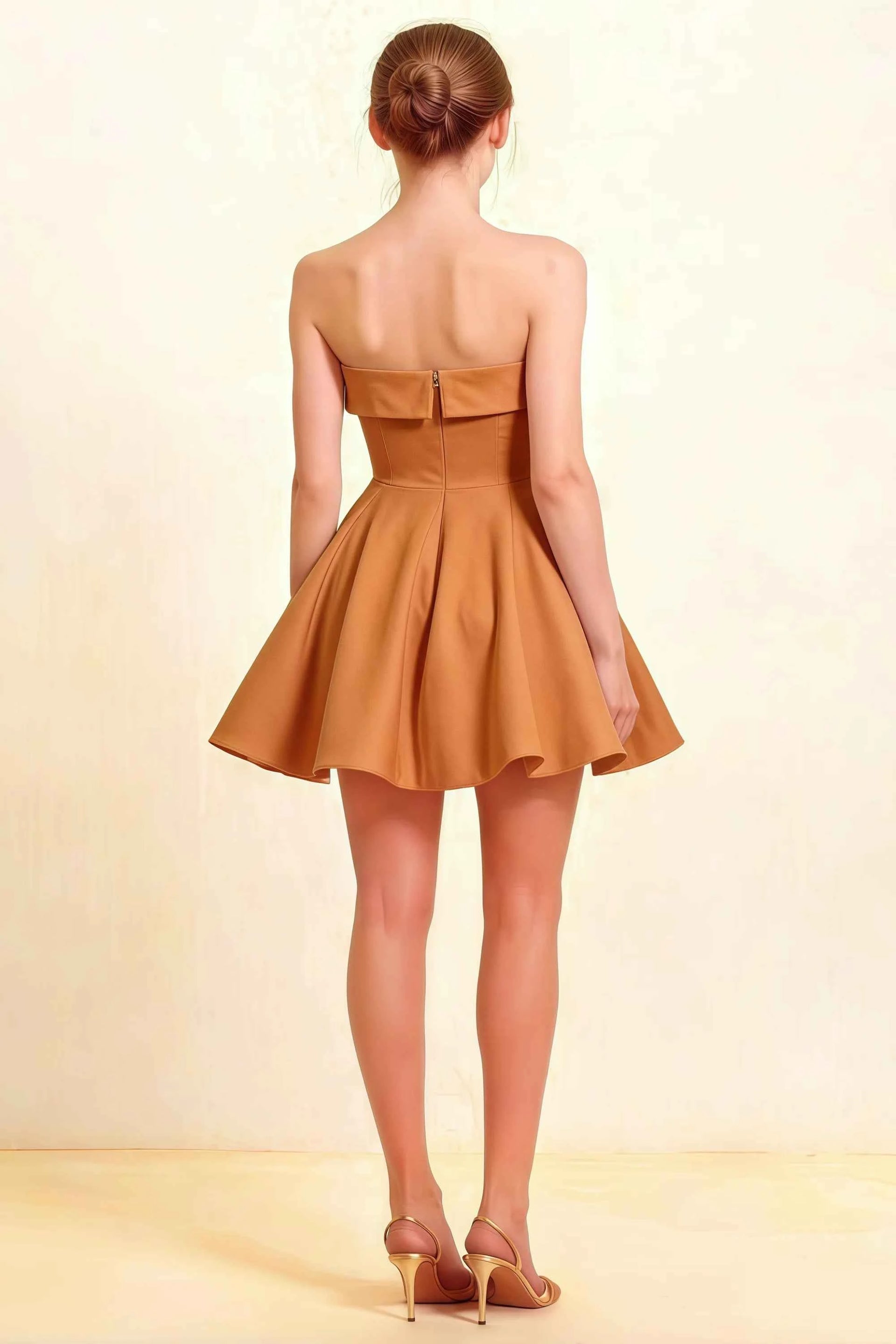 Cara Bronze Women's Smocked-bodice Fit & Flare Mini Dress
