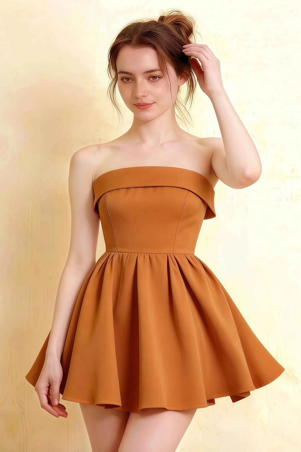 Cara Bronze Women's Smocked-bodice Fit & Flare Mini Dress