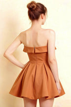 Cara Bronze Women's Smocked-bodice Fit & Flare Mini Dress