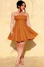Cara Bronze Women's Smocked-bodice Fit & Flare Mini Dress