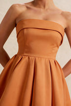Cara Bronze Women's Smocked-bodice Fit & Flare Mini Dress