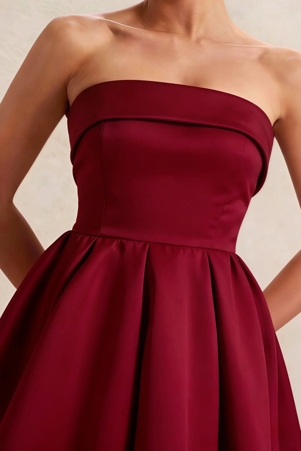 Cara Burgundy Women's Smocked-bodice Fit & Flare Mini Dress