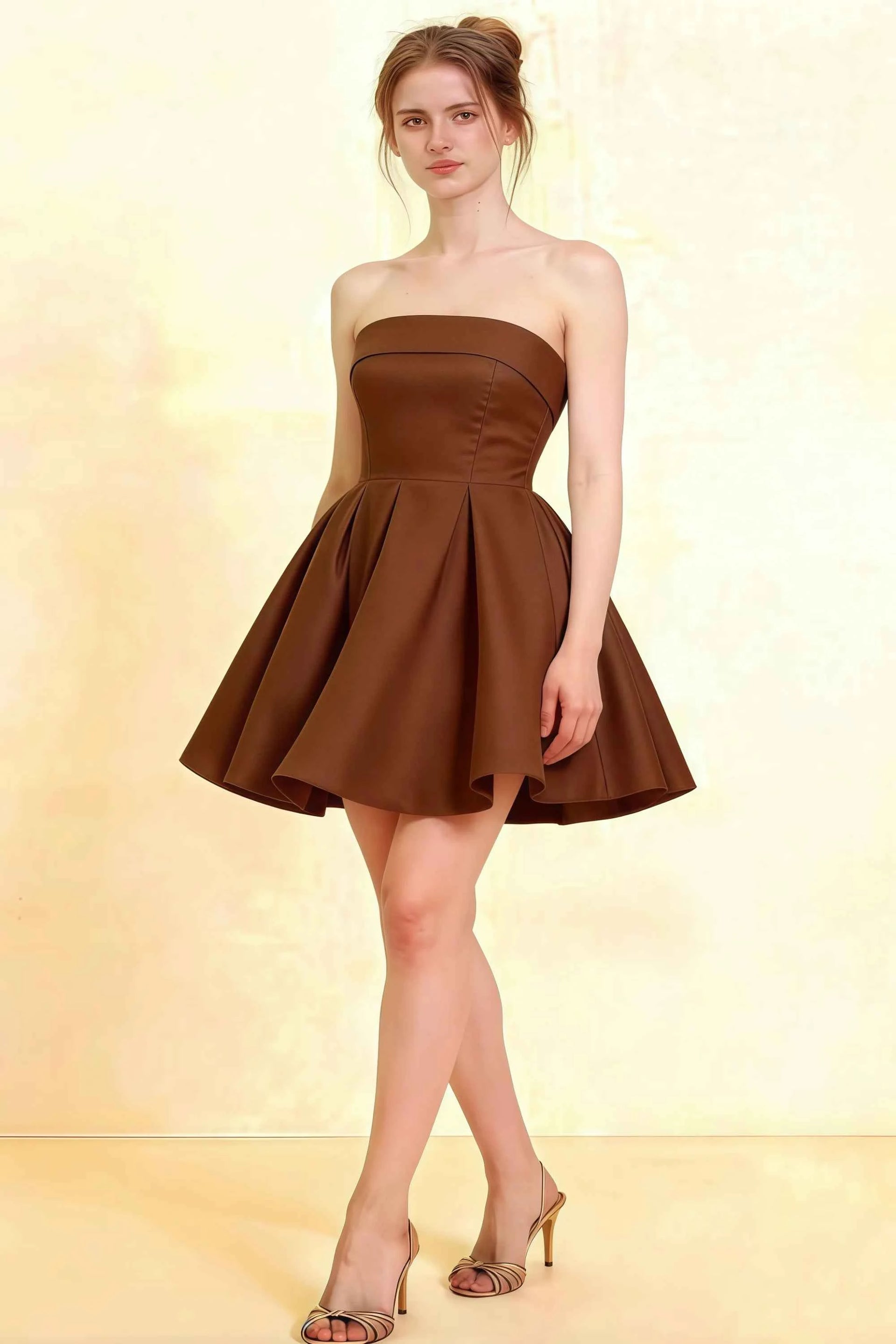 Cara Coffee Women's Smocked-bodice Fit & Flare Mini Dress