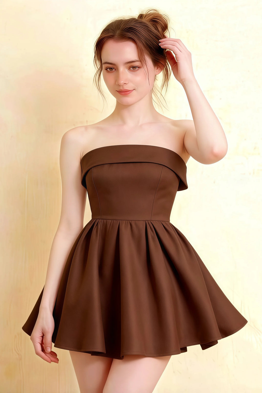Cara Coffee Women's Smocked-bodice Fit & Flare Mini Dress