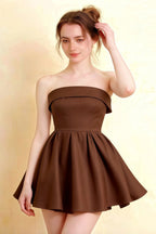 Cara Coffee Women's Smocked-bodice Fit & Flare Mini Dress