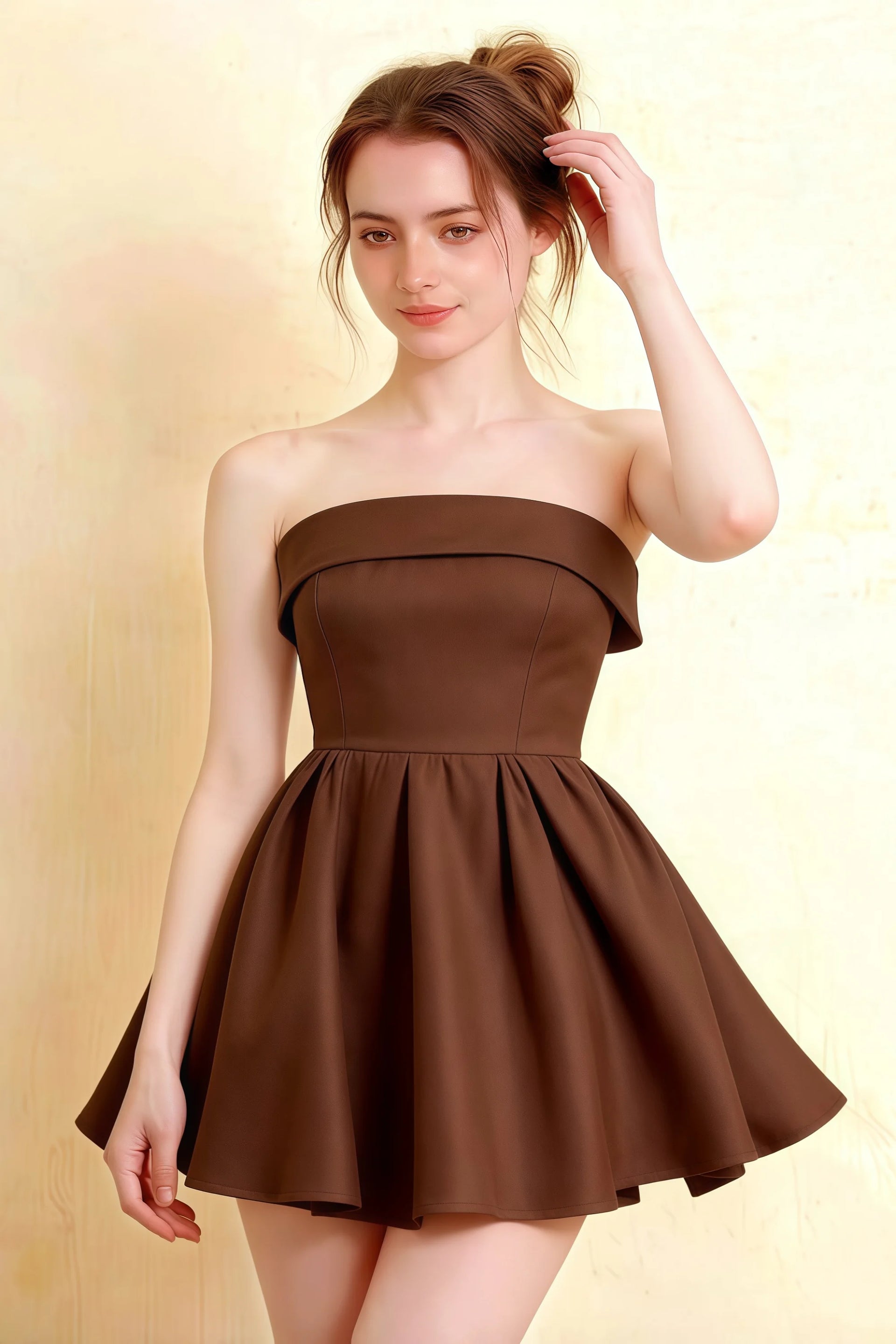 Cara Coffee Women's Smocked-bodice Fit & Flare Mini Dress