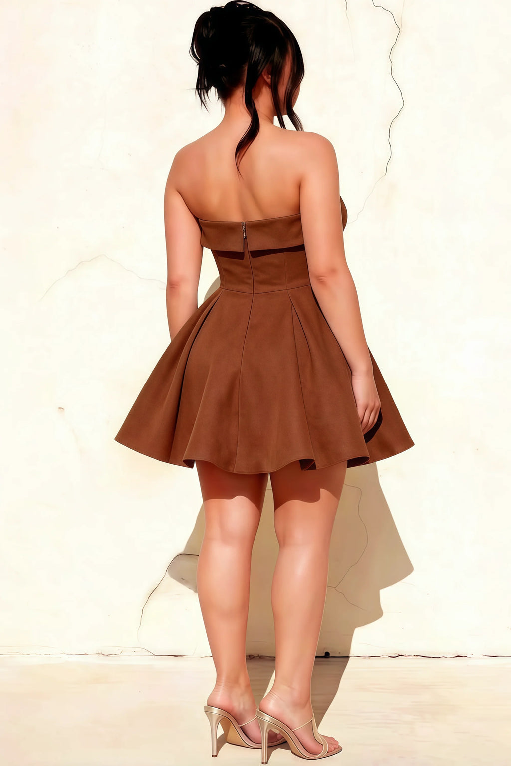 Cara Coffee Women's Smocked-bodice Fit & Flare Mini Dress
