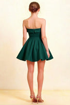 Cara Emerald Green Women's Smocked-bodice Fit & Flare Mini Dress