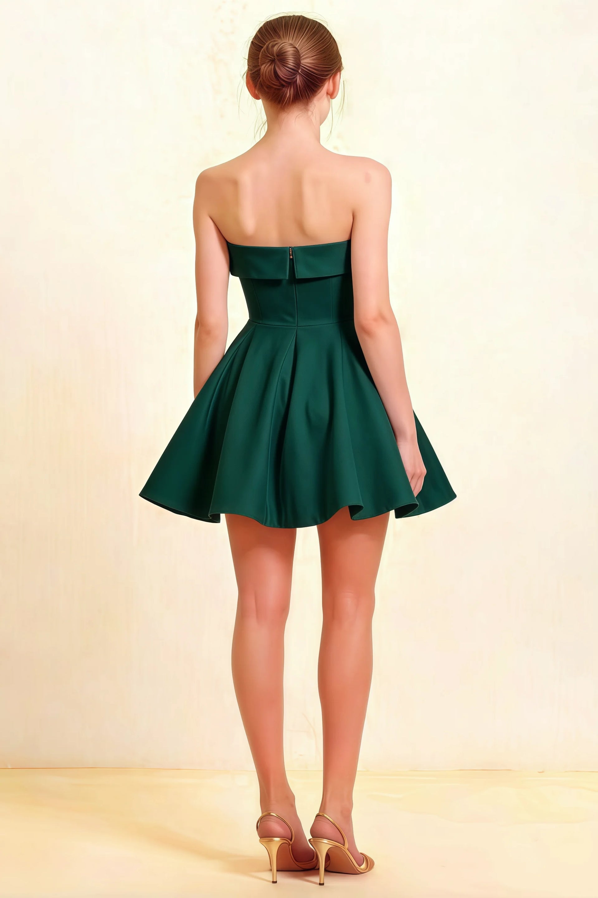Cara Emerald Green Women's Smocked-bodice Fit & Flare Mini Dress