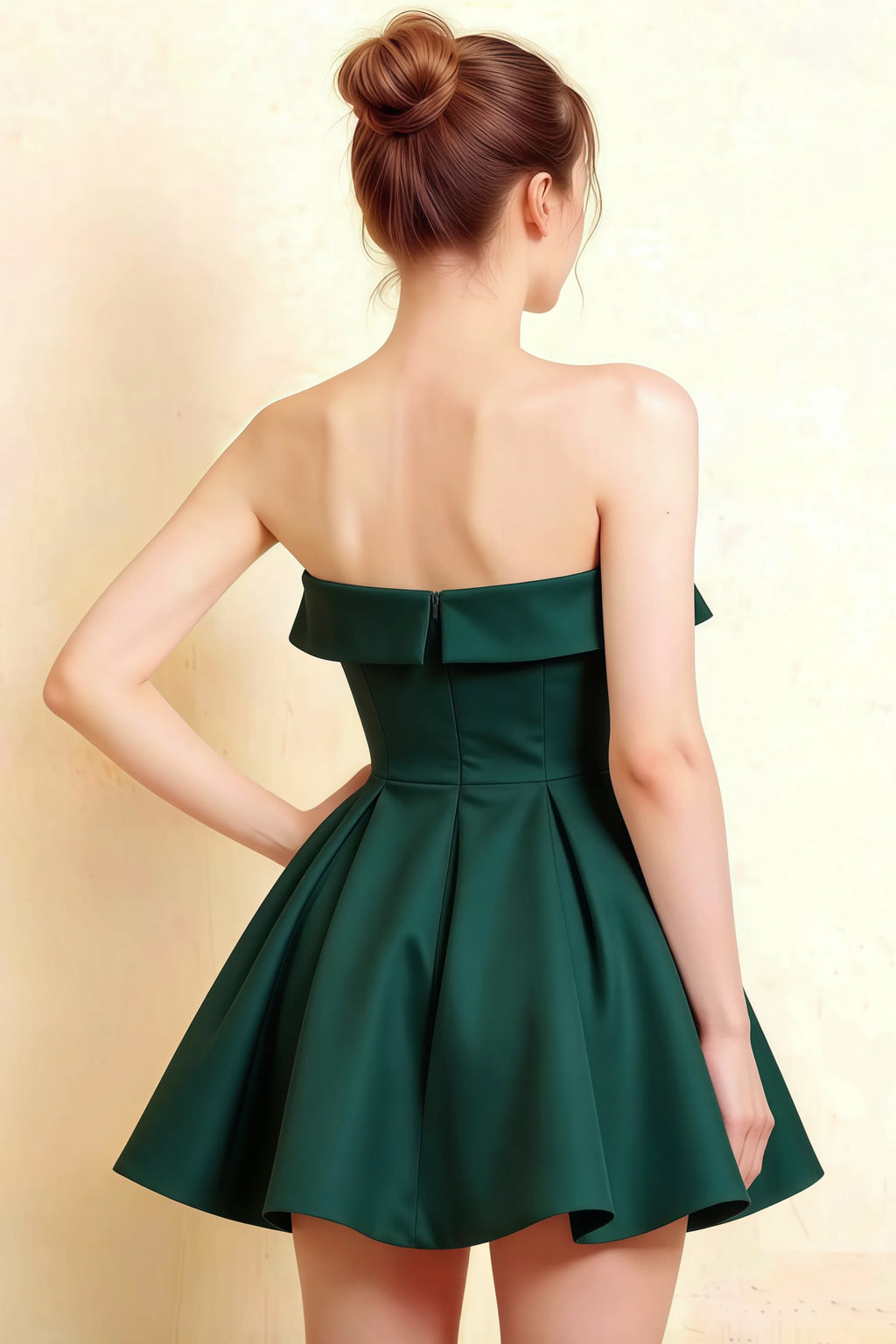 Cara Emerald Green Women's Smocked-bodice Fit & Flare Mini Dress