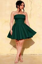 Cara Emerald Green Women's Smocked-bodice Fit & Flare Mini Dress