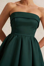 Cara Emerald Green Women's Smocked-bodice Fit & Flare Mini Dress