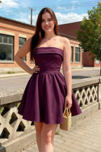 Cara Grape Women's Smocked-bodice Fit & Flare Mini Dress
