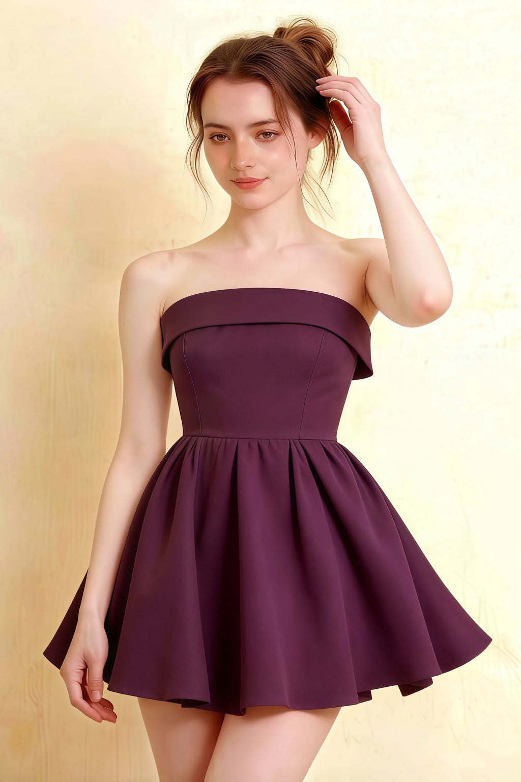 Cara Grape Women's Smocked-bodice Fit & Flare Mini Dress