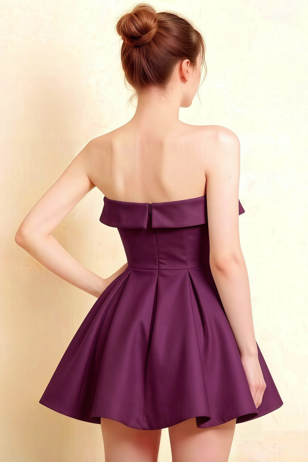 Cara Grape Women's Smocked-bodice Fit & Flare Mini Dress