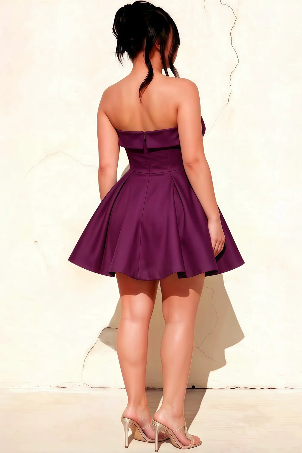 Cara Grape Women's Smocked-bodice Fit & Flare Mini Dress