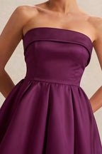 Cara Grape Women's Smocked-bodice Fit & Flare Mini Dress