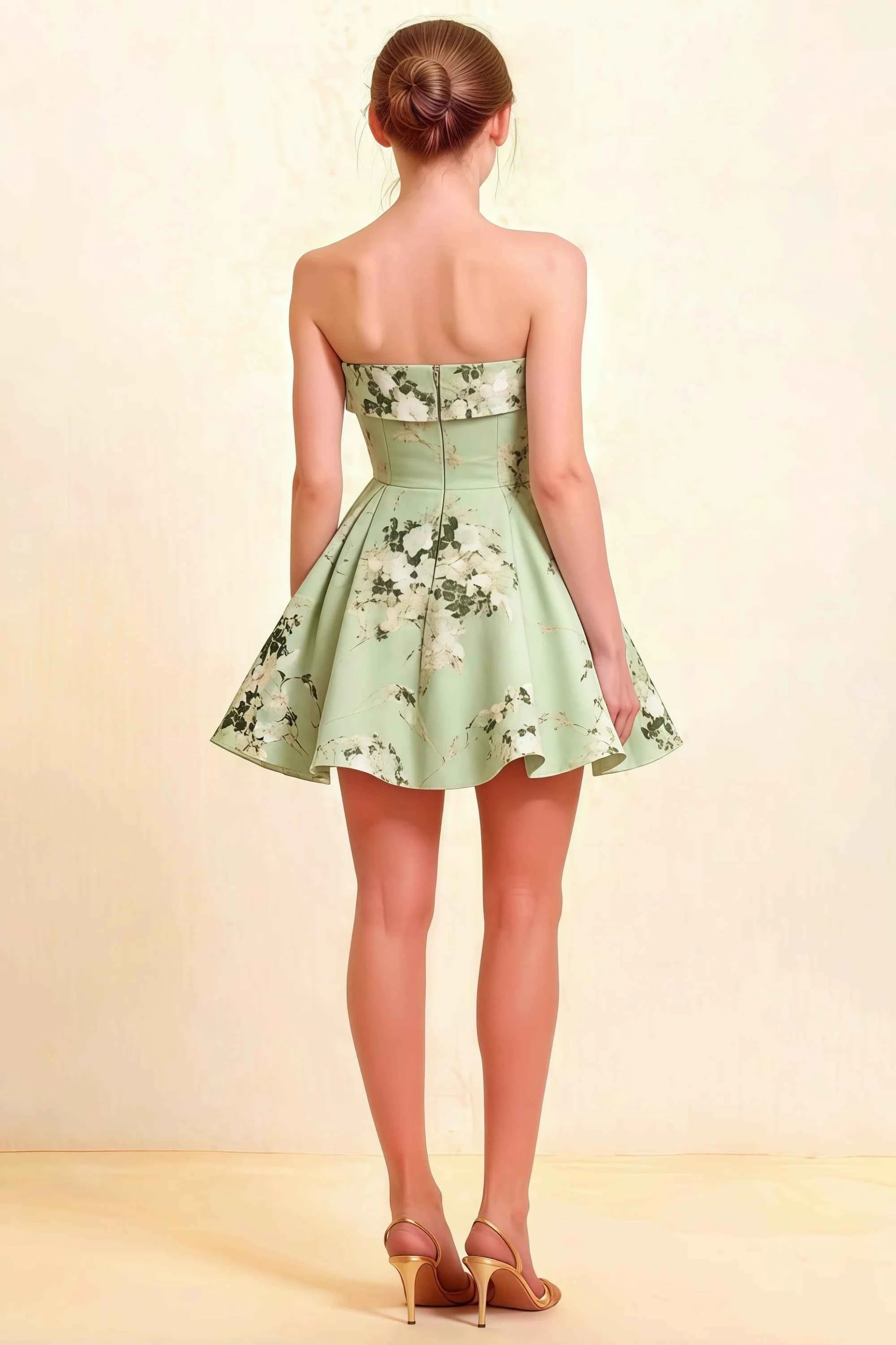 Cara Green Floral Women's Smocked-bodice Fit & Flare Mini Dress Secondary image