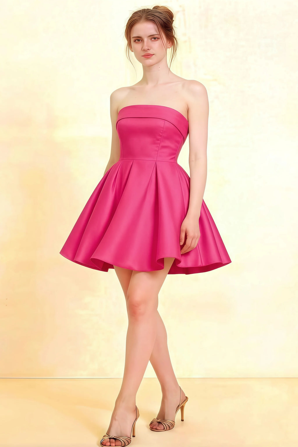 Cara Hot Pink Women's Smocked-bodice Fit & Flare Mini Dress