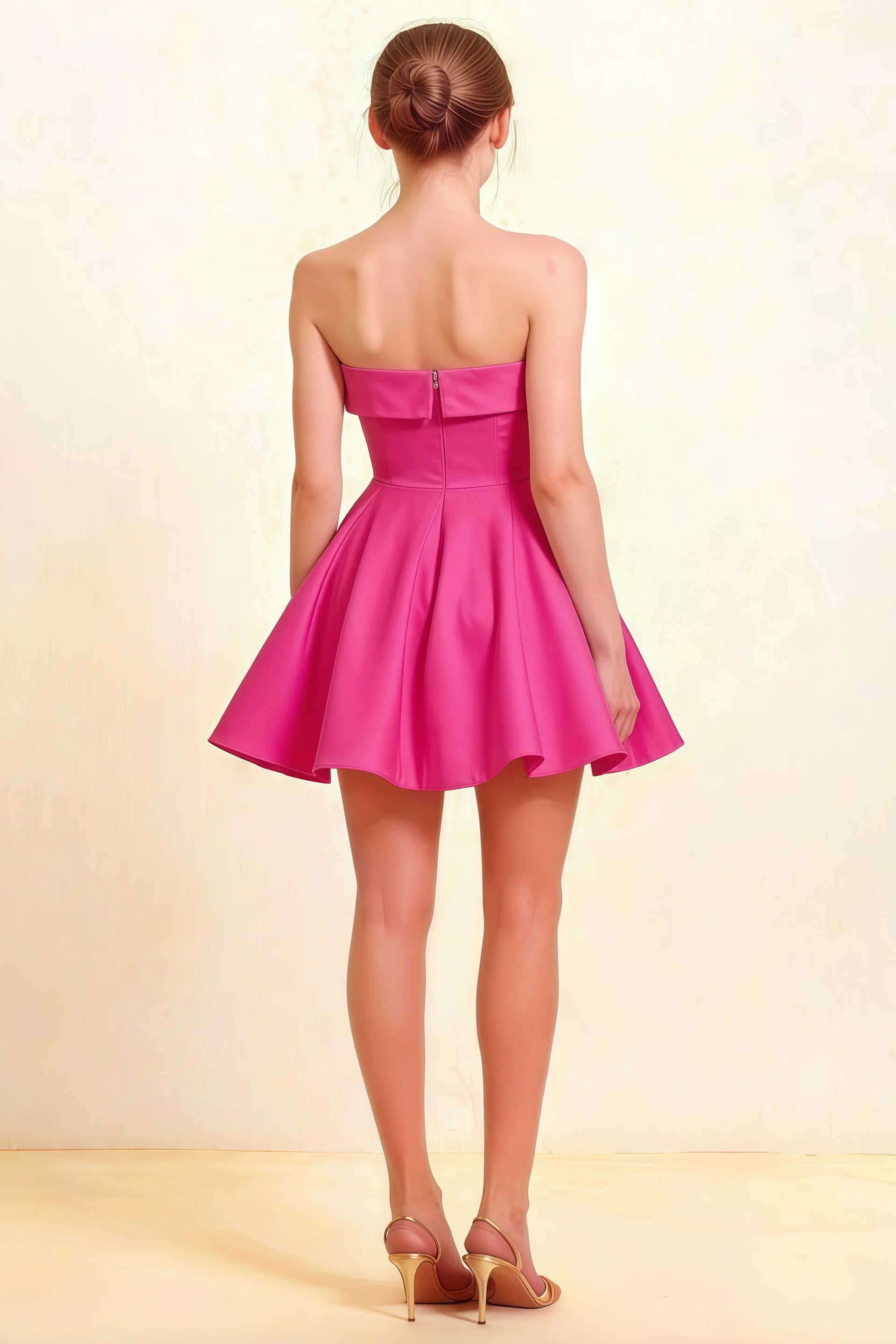 Cara Hot Pink Women's Smocked-bodice Fit & Flare Mini Dress