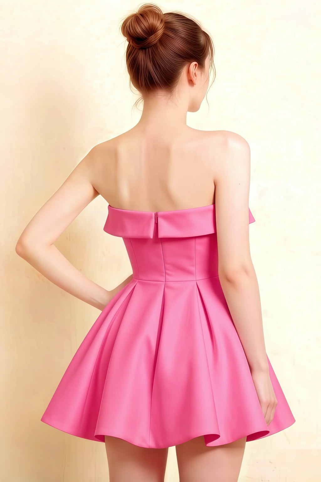 Cara Hot Pink Women's Smocked-bodice Fit & Flare Mini Dress