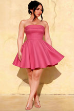 Cara Hot Pink Women's Smocked-bodice Fit & Flare Mini Dress