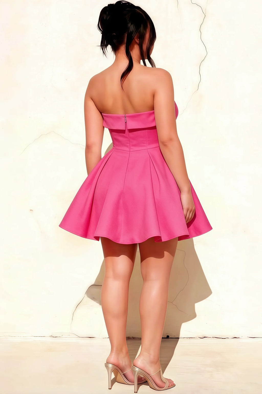 Cara Hot Pink Women's Smocked-bodice Fit & Flare Mini Dress