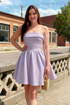 Cara Lavender Women's Smocked-bodice Fit & Flare Mini Dress