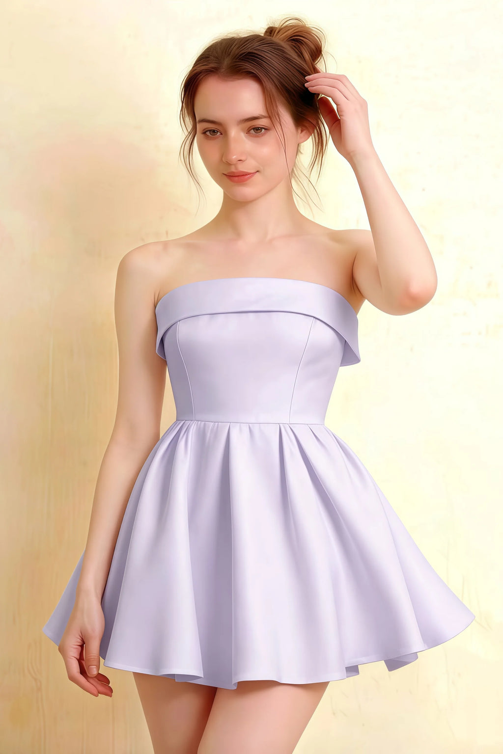 Cara Lavender Women's Smocked-bodice Fit & Flare Mini Dress