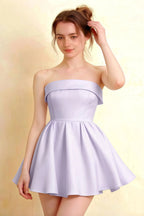 Cara Lavender Women's Smocked-bodice Fit & Flare Mini Dress