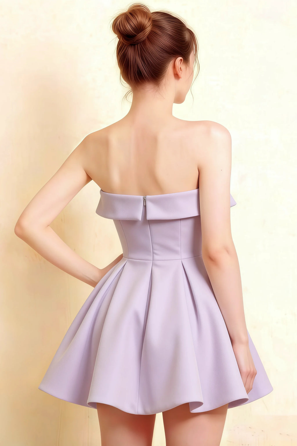 Cara Lavender Women's Smocked-bodice Fit & Flare Mini Dress