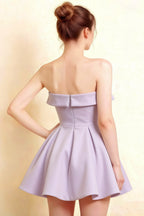 Cara Lavender Women's Smocked-bodice Fit & Flare Mini Dress