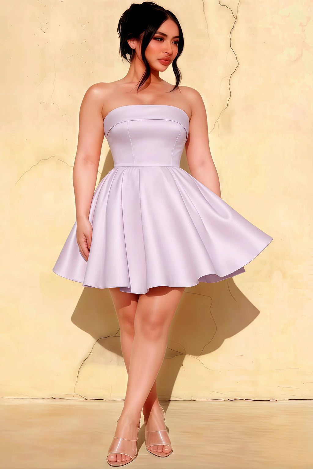 Cara Lavender Women's Smocked-bodice Fit & Flare Mini Dress