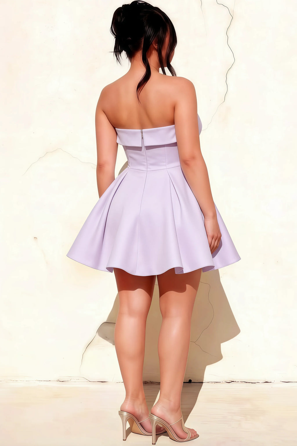 Cara Lavender Women's Smocked-bodice Fit & Flare Mini Dress
