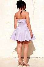 Cara Lavender Women's Smocked-bodice Fit & Flare Mini Dress