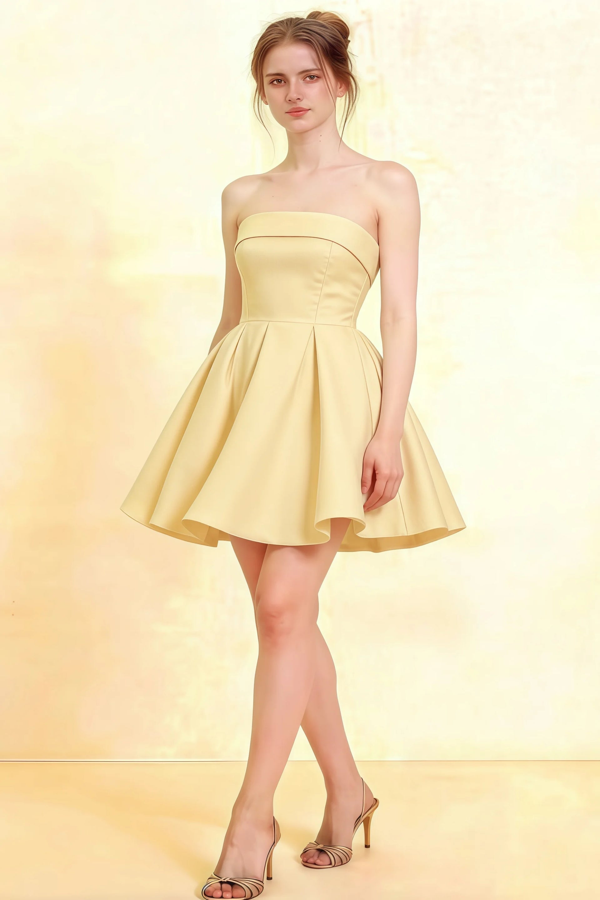 Cara Lemon Women's Smocked-bodice Fit & Flare Mini Dress