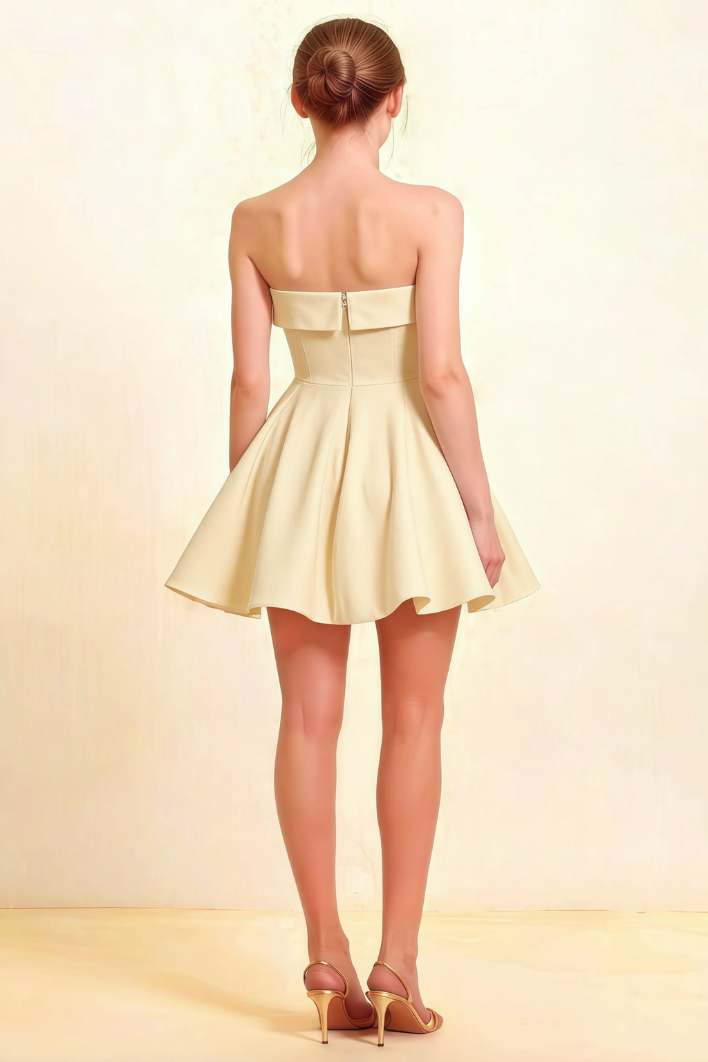 Cara Lemon Women's Smocked-bodice Fit & Flare Mini Dress