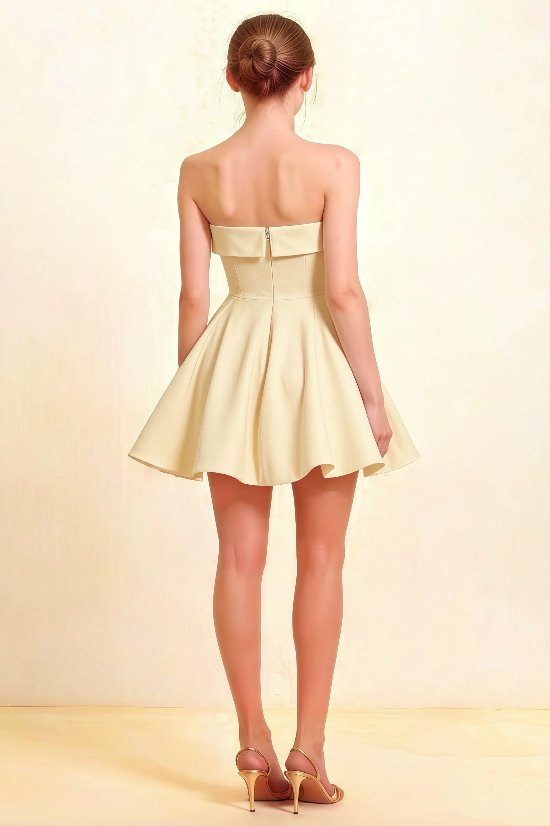 Cara Lemon Women's Smocked-bodice Fit & Flare Mini Dress