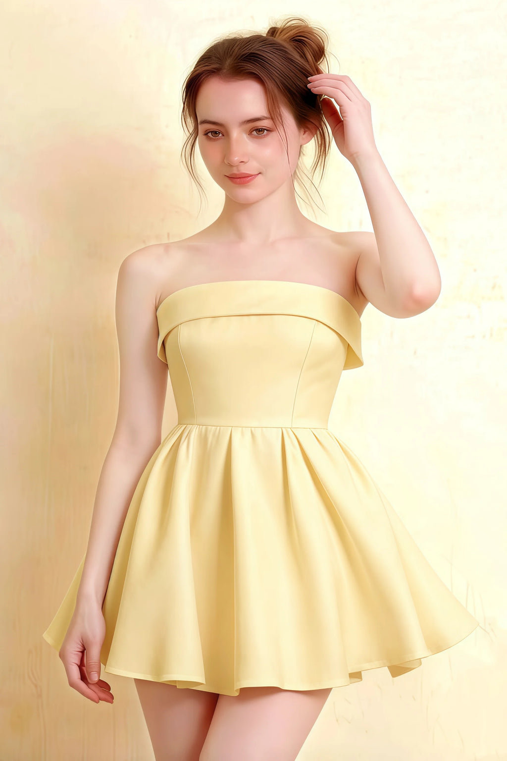 Cara Lemon Women's Smocked-bodice Fit & Flare Mini Dress