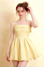 Cara Lemon Women's Smocked-bodice Fit & Flare Mini Dress